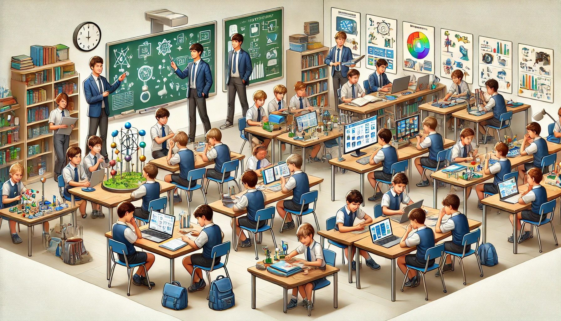 دانش‌آموزان در حال مطالعه